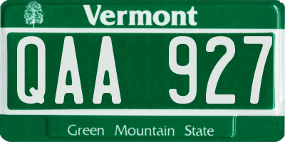VT license plate QAA927