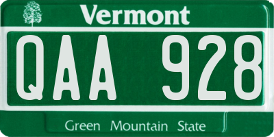 VT license plate QAA928