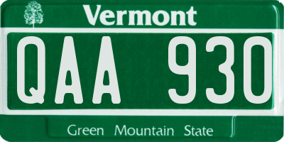 VT license plate QAA930