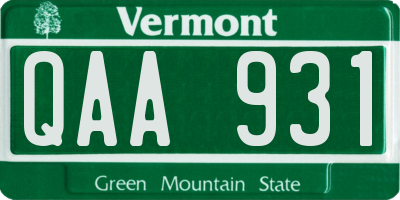 VT license plate QAA931