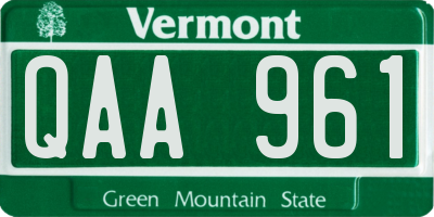 VT license plate QAA961