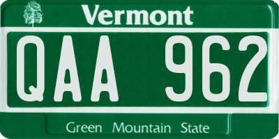 VT license plate QAA962