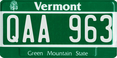 VT license plate QAA963