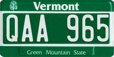 VT license plate QAA965