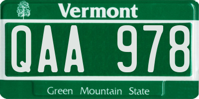 VT license plate QAA978