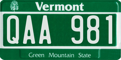 VT license plate QAA981