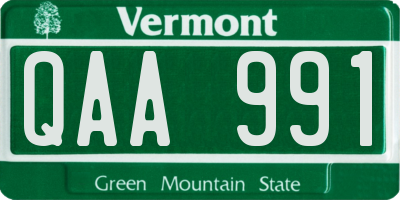VT license plate QAA991