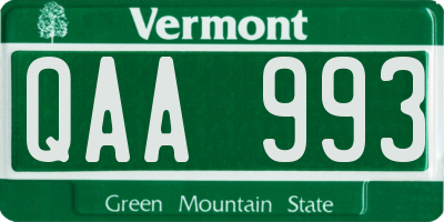 VT license plate QAA993