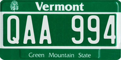 VT license plate QAA994