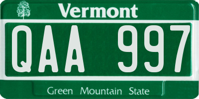 VT license plate QAA997