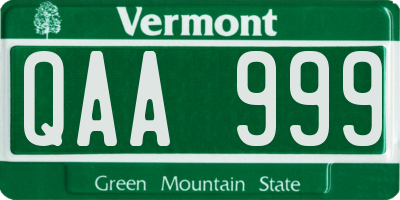 VT license plate QAA999