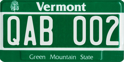 VT license plate QAB002