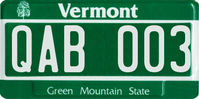 VT license plate QAB003