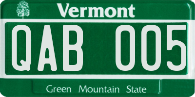 VT license plate QAB005