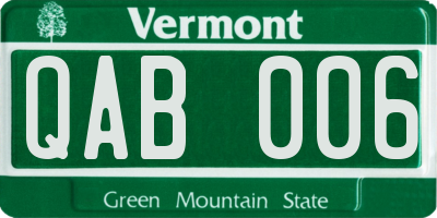 VT license plate QAB006