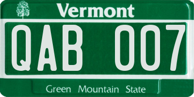 VT license plate QAB007