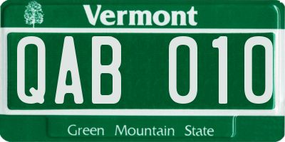 VT license plate QAB010