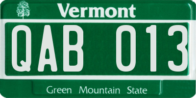 VT license plate QAB013