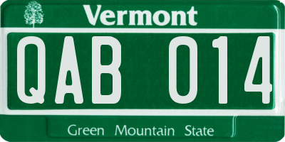 VT license plate QAB014