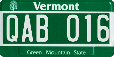 VT license plate QAB016