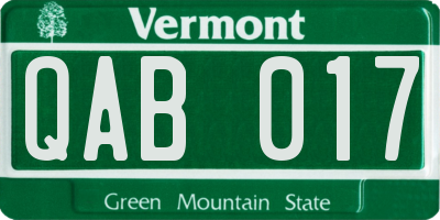 VT license plate QAB017