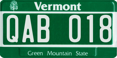 VT license plate QAB018