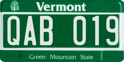 VT license plate QAB019