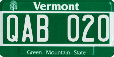 VT license plate QAB020