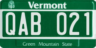 VT license plate QAB021