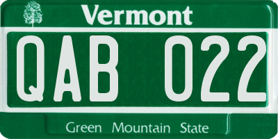 VT license plate QAB022