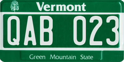 VT license plate QAB023
