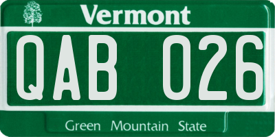 VT license plate QAB026