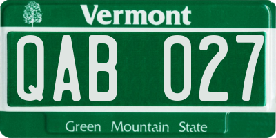 VT license plate QAB027
