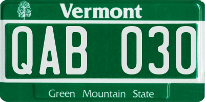 VT license plate QAB030