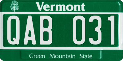 VT license plate QAB031