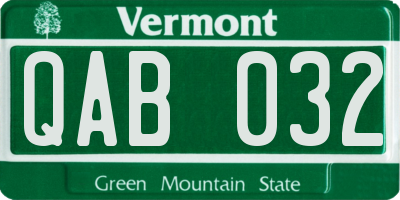 VT license plate QAB032