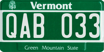 VT license plate QAB033