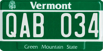 VT license plate QAB034
