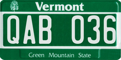 VT license plate QAB036