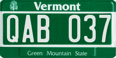 VT license plate QAB037