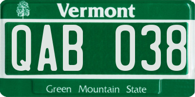 VT license plate QAB038