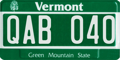 VT license plate QAB040