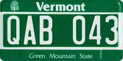 VT license plate QAB043
