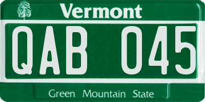 VT license plate QAB045