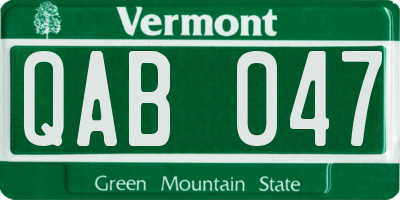 VT license plate QAB047