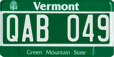 VT license plate QAB049