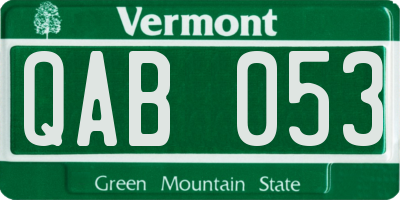 VT license plate QAB053