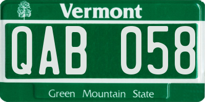 VT license plate QAB058