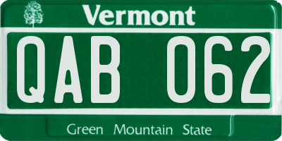 VT license plate QAB062