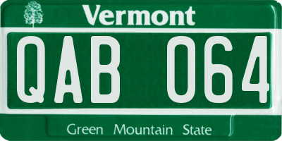 VT license plate QAB064